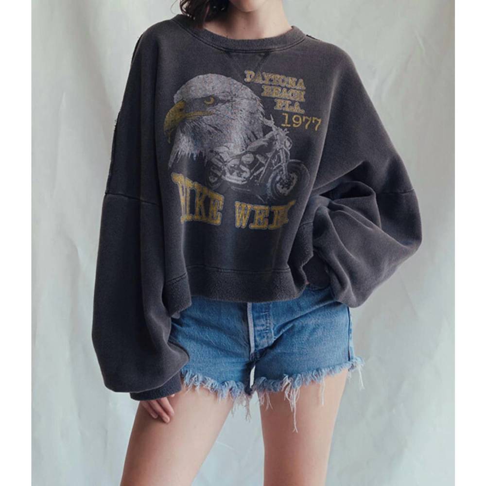 NEW PEOPLE OF LEISURE daytona sweatshirt in vintage black